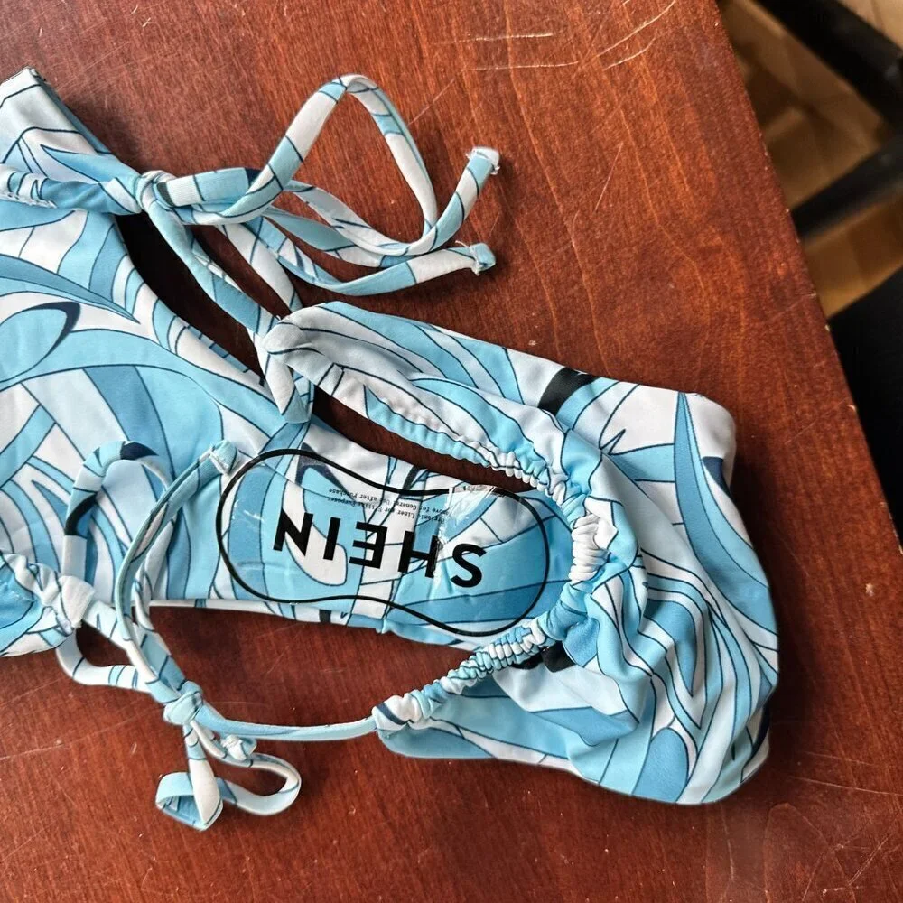 NWOT SHEIN bandeau High Rise Cheeky Side Tie Bikini Set Size Medium